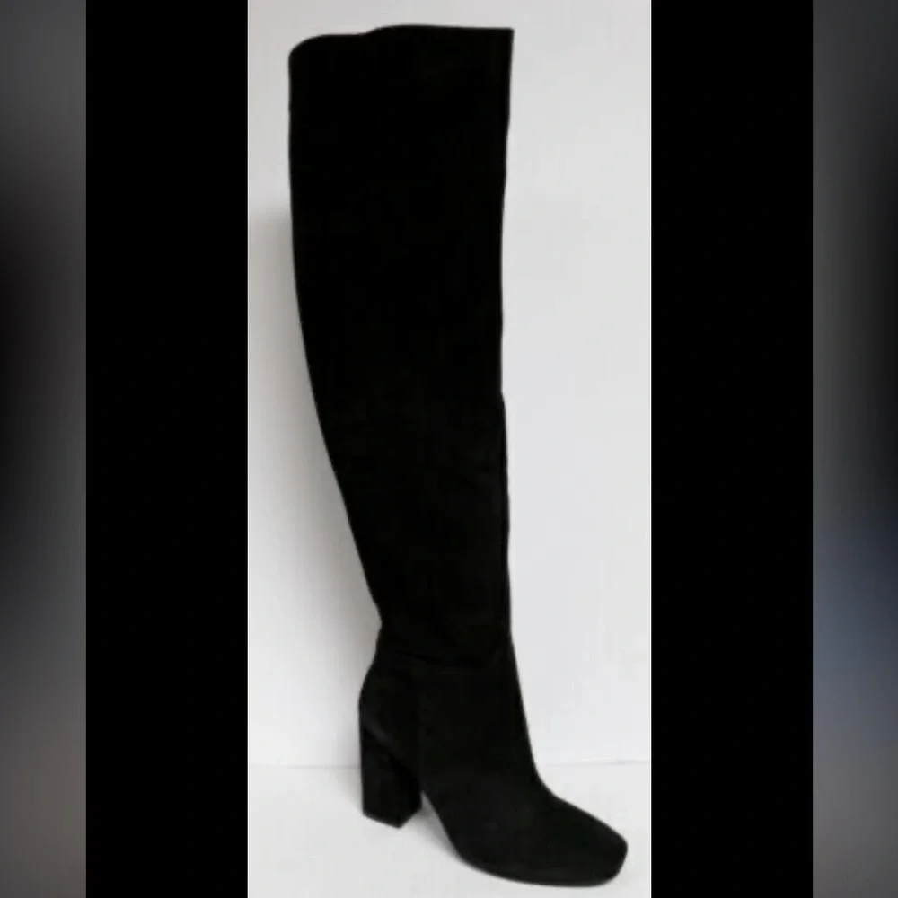 Free people suede black  37 wide calf suede over the knee boot $250 fall casual